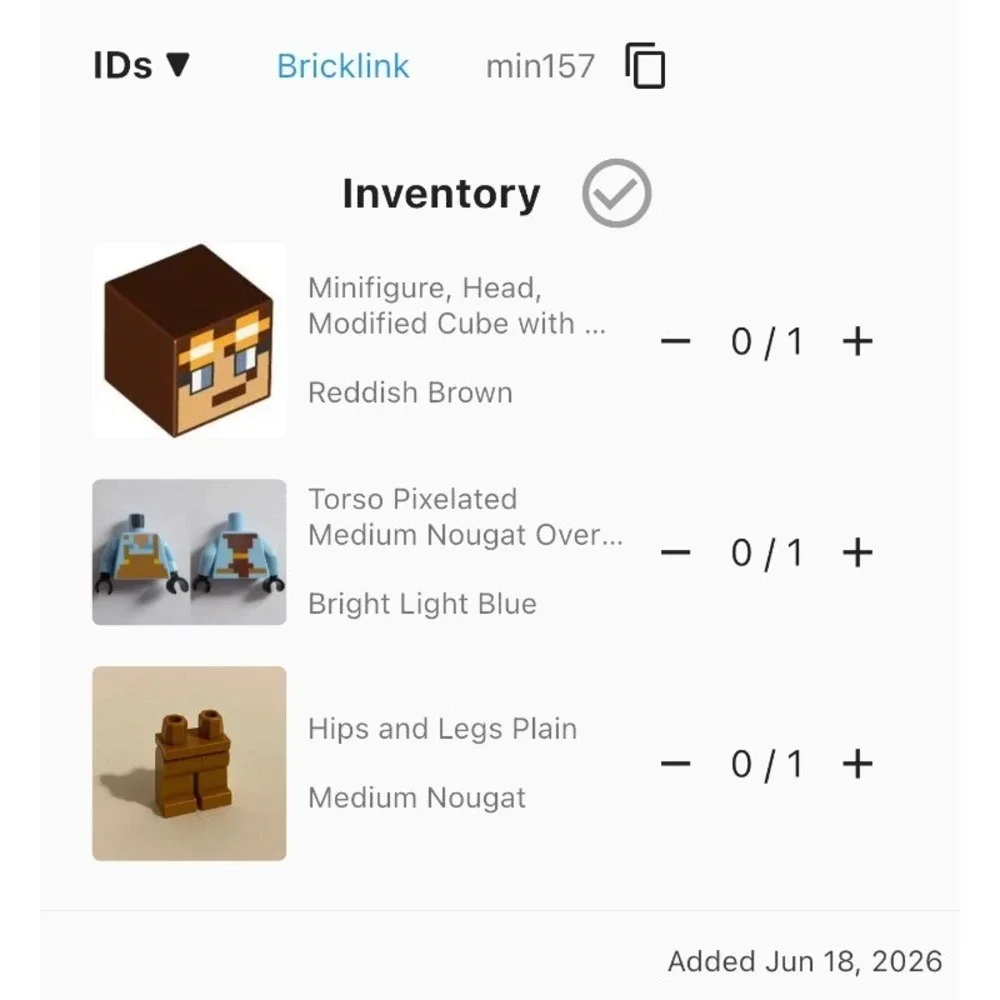 LEGO‎ Minecraft Minifigure Lot Armorsmith min157 & Steve min074
